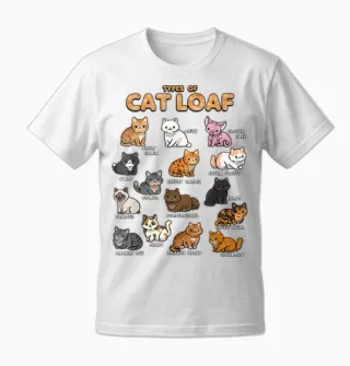 Types of Cat Loaf Cute Kitten Kawaii Cats, Cat Lover Unisex T-Shirt in White - 2
