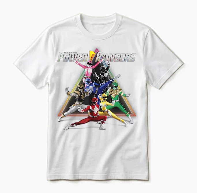 Power Rangers Triangle Group Shot Unisex T-Shirt in White