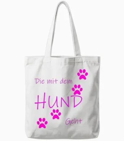 Die Mit Dem Hund Geht T-Shirt, Black Tote Bags - White
