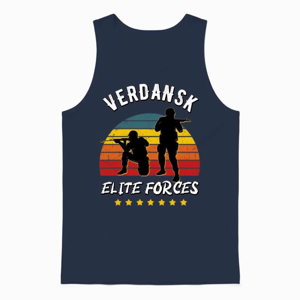 Gaming Verdansk Elite Forces Warzone Gamer Unisex Tank Top in Navy
