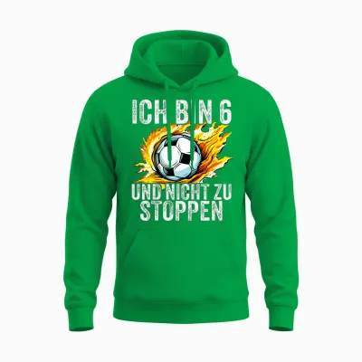 Kinder 6. Geburtstag Jungs 6 Jahre Junge Fußball Fußballer Sechs Unisex Hoodie - Irish Green