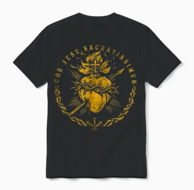 Cor Jesu Sacratissimum, Heiliges Herz Jesus Katholischer Glaube Unisex T-Shirt - Black