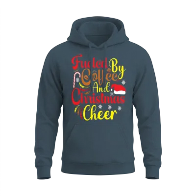 Fueled by Coffee and Christmas Cheer Unisex Hoodie - Dark Heather