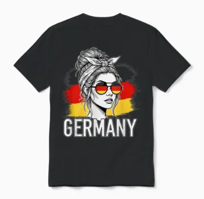 Deutsches Mädchen Frau Flagge Deutschland Fan Trikot Unisex T-Shirt - Black