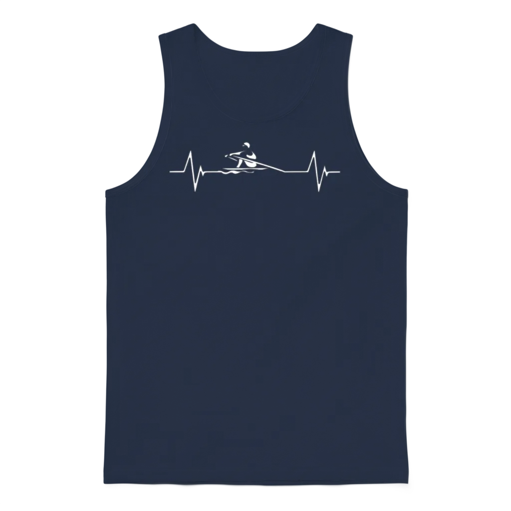 Rowing Heartbeat Love Unisex Tank Top - Navy