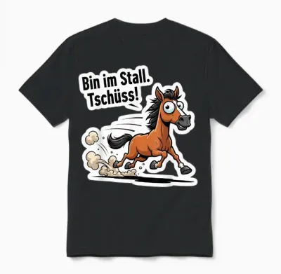 Funny Horse Design - Bin Im Stall Tsch! Unisex T-Shirt - Black