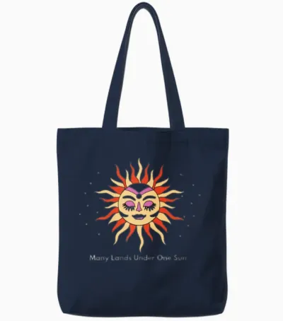 Many Lands Under One Sun Tote Bags - Navy
