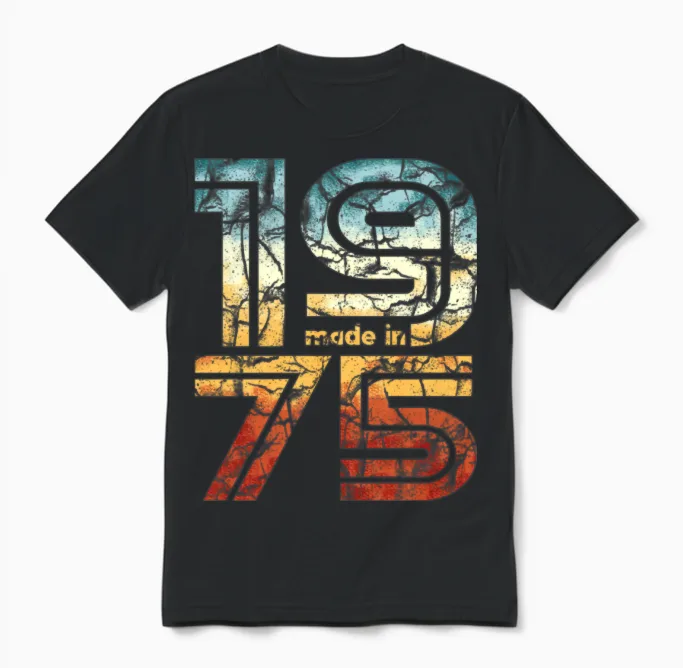 Made in 1975 - Vintage Retro Unisex T-Shirt - Black