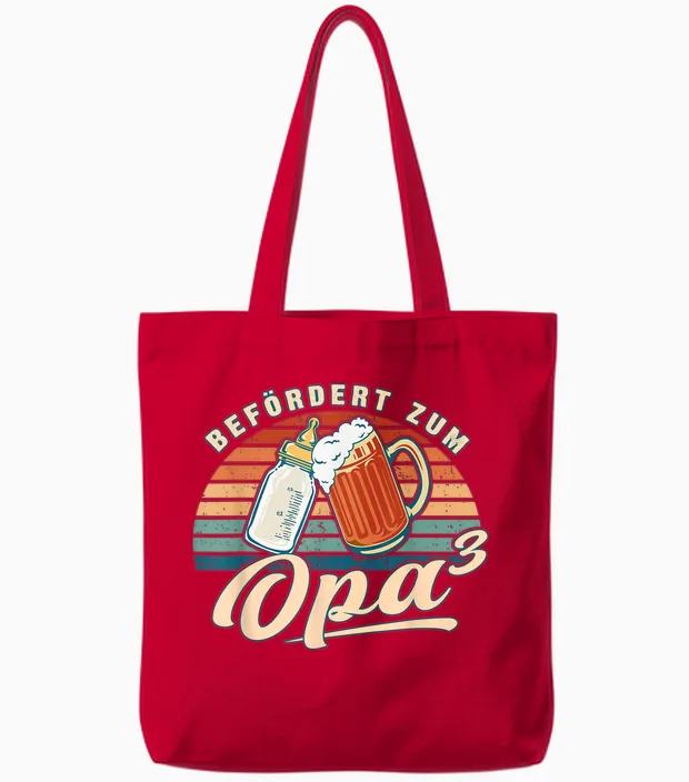 Befördert Zum Opa 3 Enkelkind Werdender Opa Tote Bags in Red