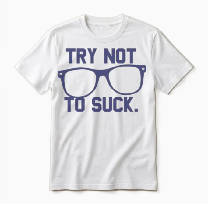 Try Not to Suck Book Movie Reading Unisex T-Shirt in White