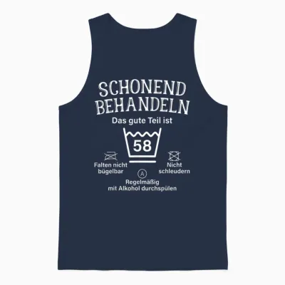 T-Shirt with German Text 58 "das Gute Teil Ist 58" [german Language], Black Unisex Tank Top - Navy