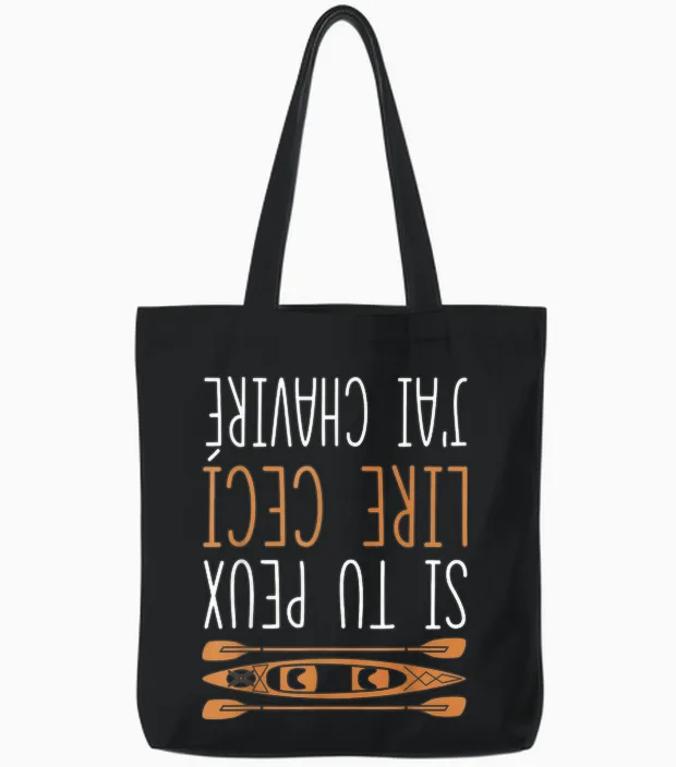 Funny if You Can Read This I Capsized Canoe Kayak T-Shirt, Black, S Tote Bags in Black