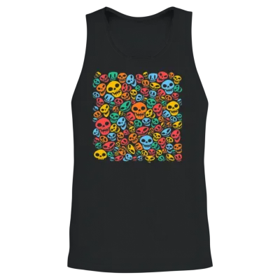 Smiling Funny Skulls Unisex Tank Top - Black