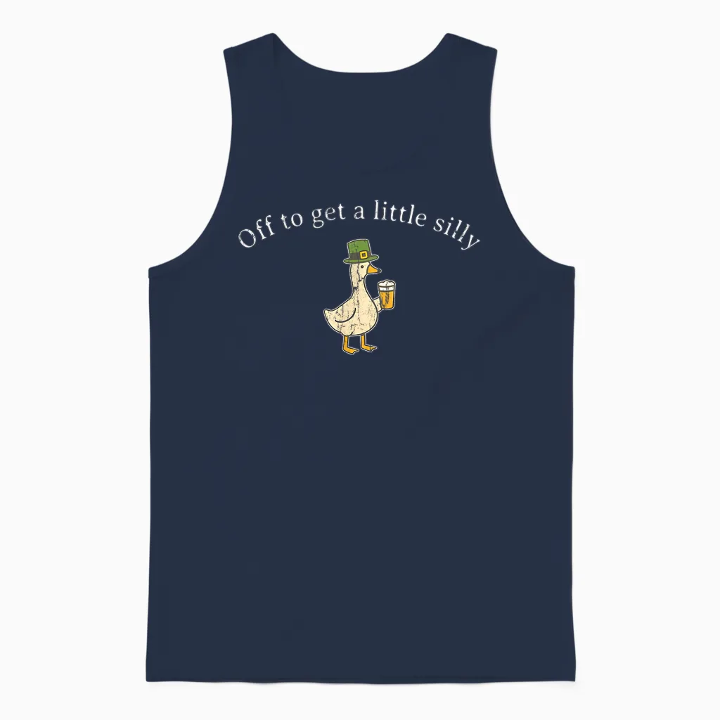 Off to Get a Little Silly, St Patricks Day Unisex Tank Top in Navy