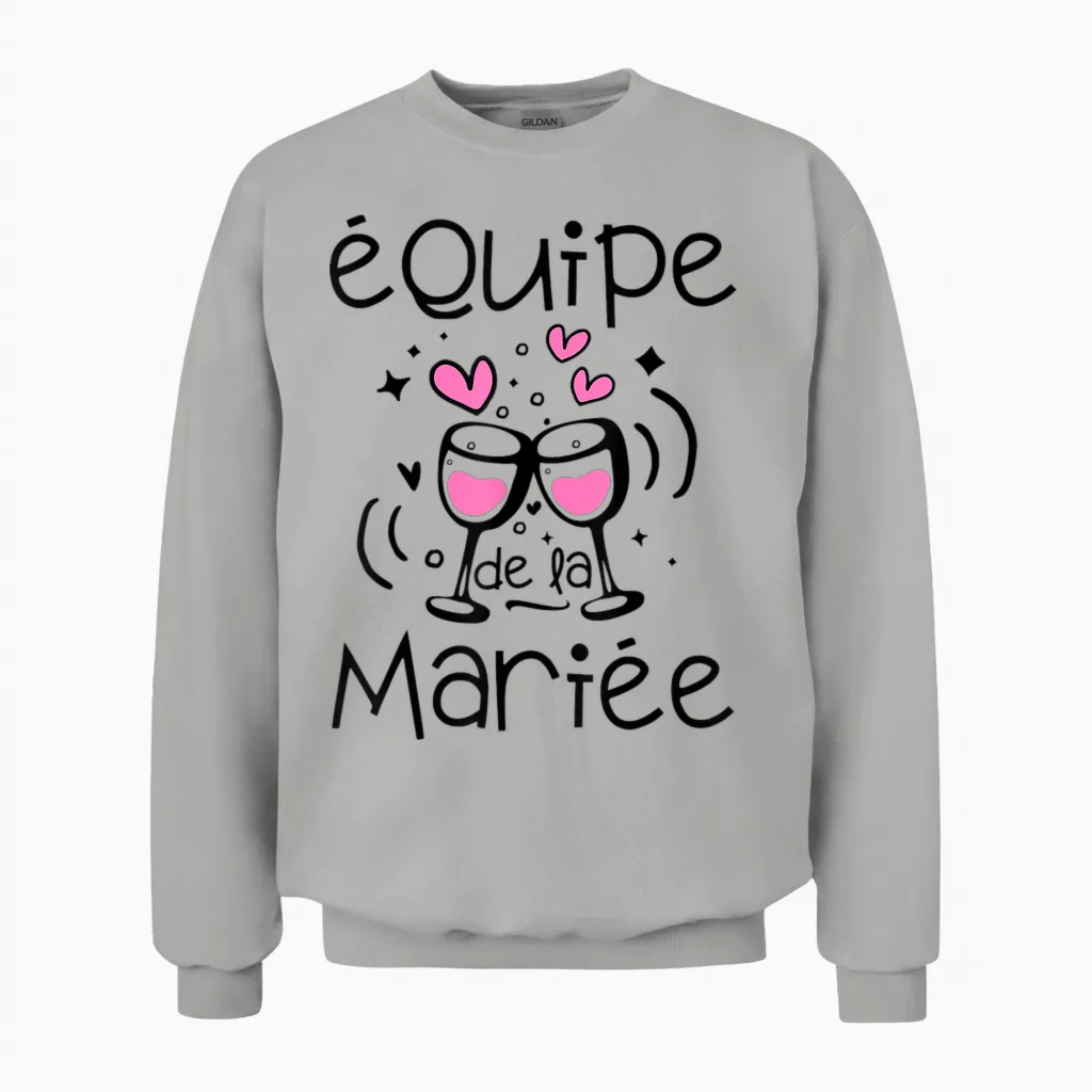 Team Bride Evjf Bride Team T-Shirt, White, S Unisex Sweatshirt in Ash
