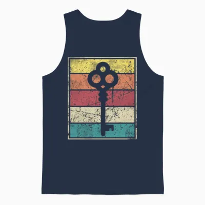 Key Retro Vintage Retro Stripes Unisex Tank Top - Navy