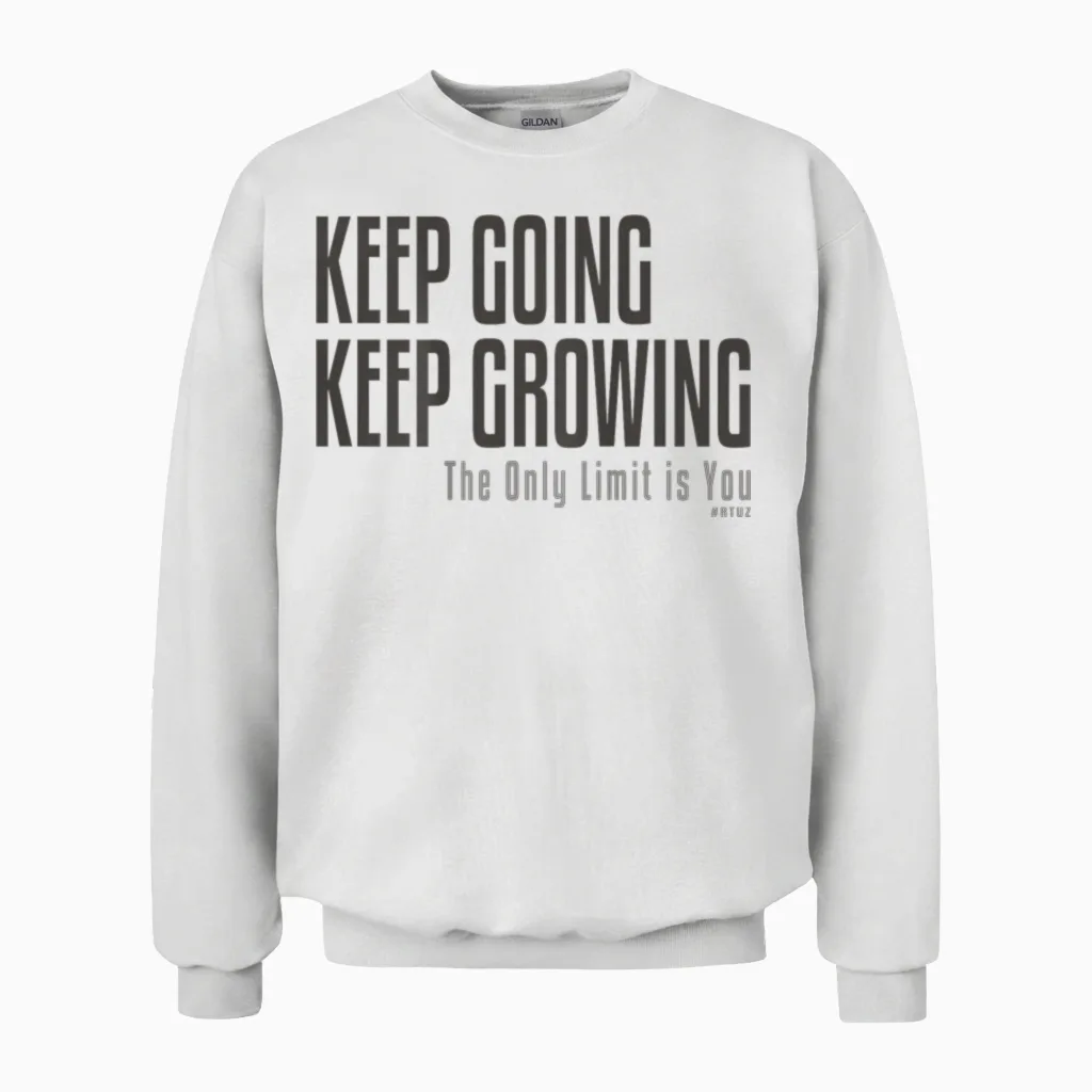 Fitness Backprint Slogan Jogging Training Motivation Sports T-Shirt, Black Unisex Sweatshirt in White