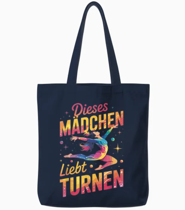 Dieses Mädchen Liebt Turnen Sport Gymnastik Tote Bags in Navy