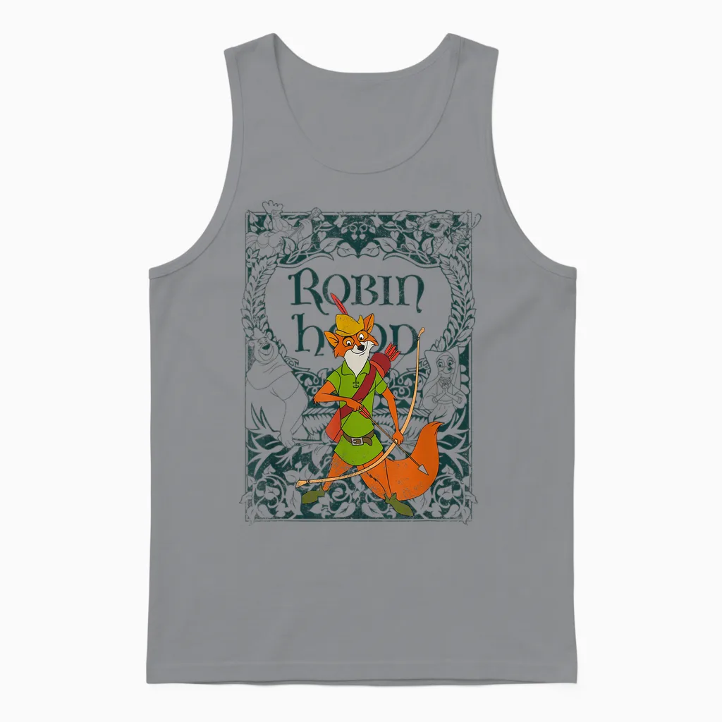 Disney Robin Hood Retro Vintage Distressed T-Shirt, Gray Unisex Tank Top in Sport Grey