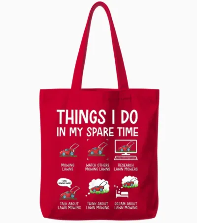 Funny Lawn Mower Clothes Gifts for Landscapers Gardener Men Tote Bags - Red