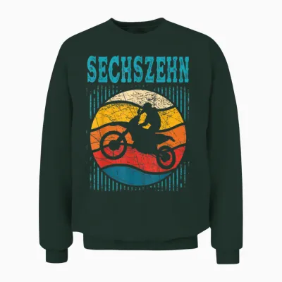 16. Geburtstag Cooles Motocross Retro Motorrad Junge Mädchen Unisex Sweatshirt - Forest