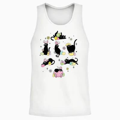 Lustiges Oster-Katzen-Ei, Schwarz Unisex Tank Top - White