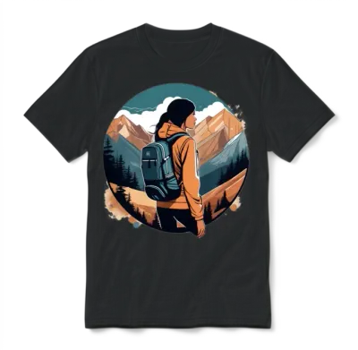 Hiking Girl Unisex T-Shirt - Black