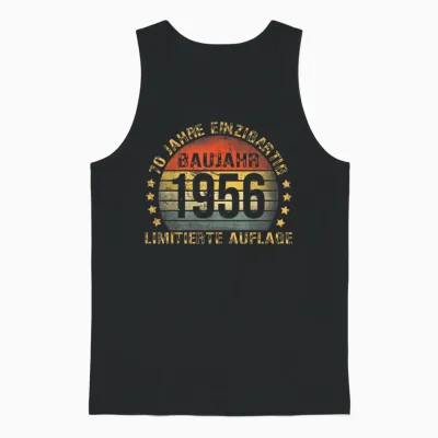 1956 Birthday Man 70th Decoration Funny 70s 70th Birthday Unisex Tank Top - Black