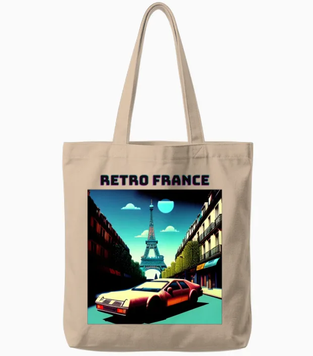Retro France Tote Bags in Natural