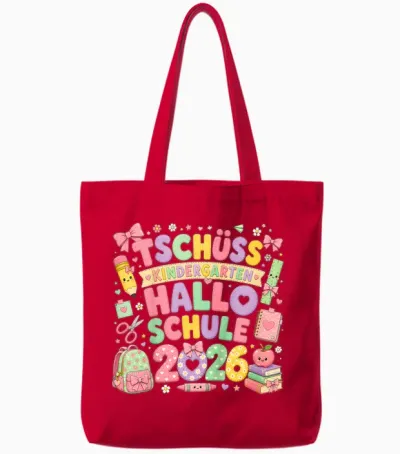 Tschüss Kindergarten Hallo Schule 2026 Kinder Tschüß Tote Bags - Red