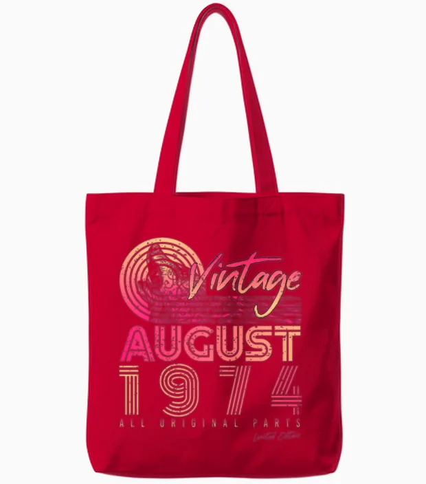 Vintage 1974 August Tote Bags in Red