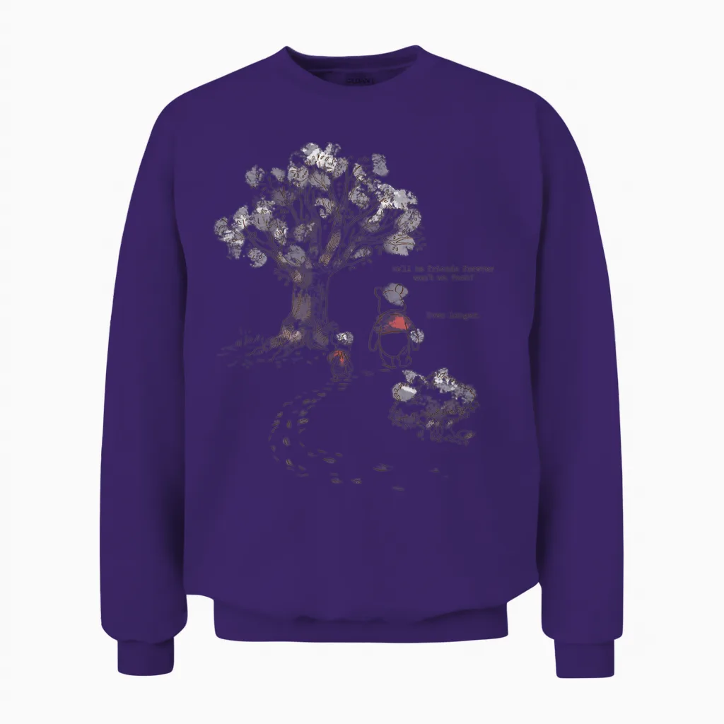 Disney Winnie the Pooh & Piglet Always Friends Forever T-Shirt, White Unisex Sweatshirt in Purple