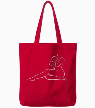 Outline Nude Portrait Oneline One Line Feminism Tote Bags - Red