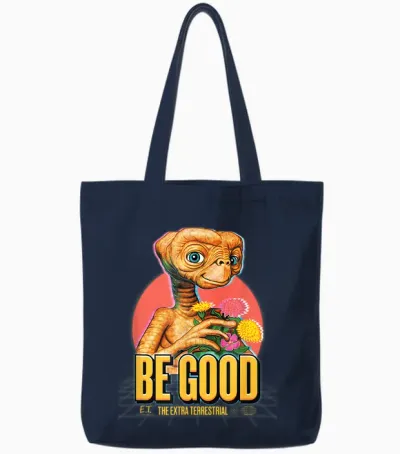 E.t. the Extra-Terrestrial Retro Be Good T-Shirt, Black, S Tote Bags - Navy