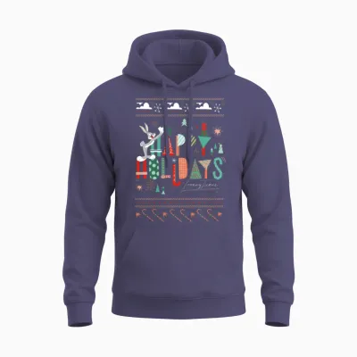 Looney Tunes Happy Holidays Christmas Unisex Hoodie - Heather Sport Dark Navy