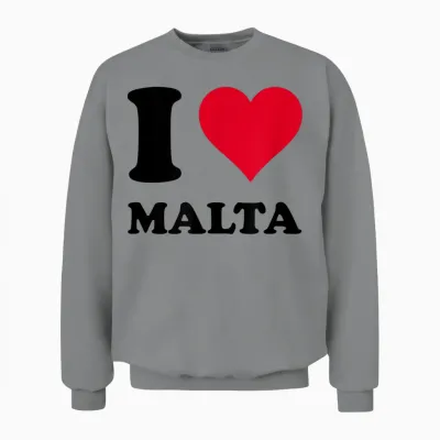 Ich Liebe Malta T-Shirt, White, S Unisex Sweatshirt - Sport Grey