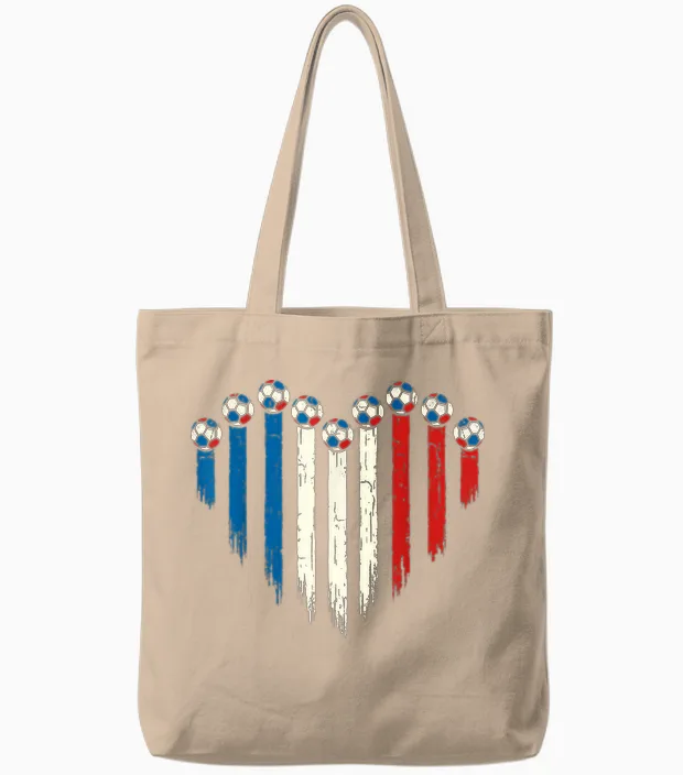 French Flag Fantasy France Tote Bags in Natural