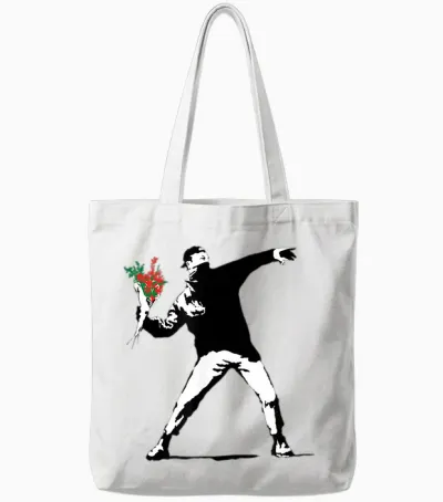 Banksy Papl2164 Graffiti Valentine's Day Art Love Is in the Air Tote Bags - White