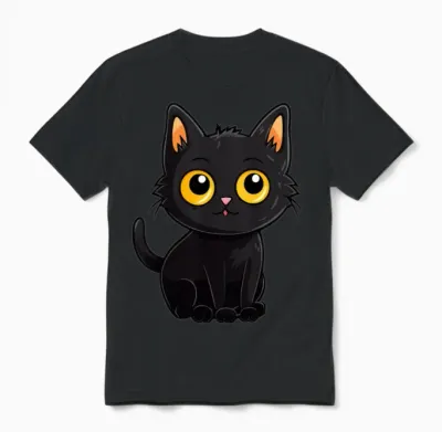 Black Cat Unisex T-Shirt - Black