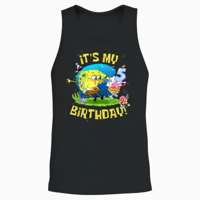 Mademark X Spongebob Squarepants - Spongebob It's My 5th Birthday Cake B-Day Kids Spongebob Unisex Tank Top - Black