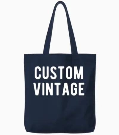 Custom Vintage Tote Bags - Navy