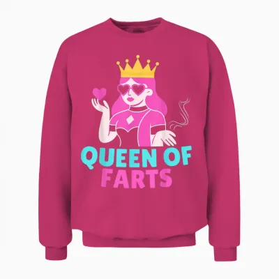 Queen of Farts Inappropriate Embarrassing Playing Card Unisex Sweatshirt - Heliconia