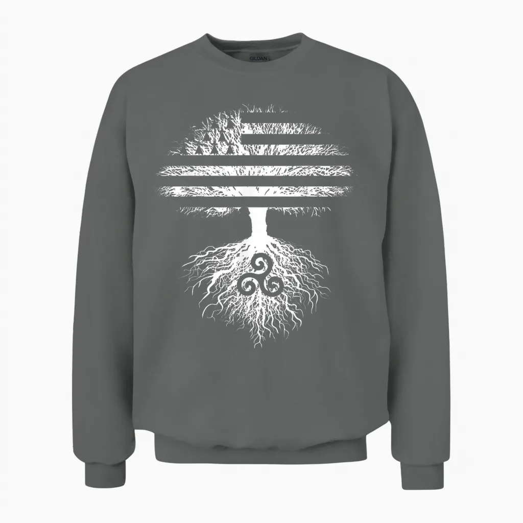Tree Flag Emblems Brittany Gwenn Ha Triskèle Breton Unisex Sweatshirt in Graphite Heather