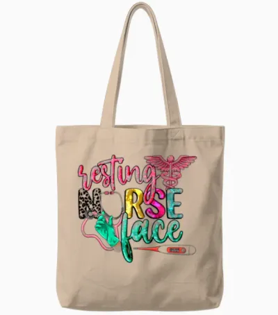 Resting Nurse Face Tote Bags - Natural