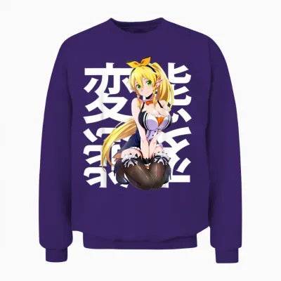 Anime Japonais Kawaii Waifu Elf Otaku Manga Cosplay Unisex Sweatshirt - Purple
