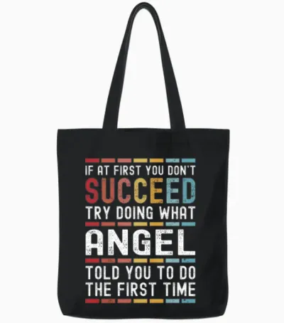 Angel Name Personalized Funny Birthday Christmas Tote Bags - Black