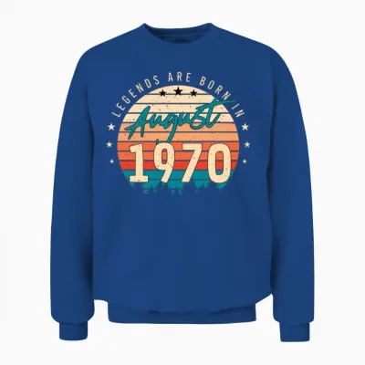 Retro 1970 in August Unisex Sweatshirt - Royal