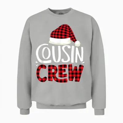 Cousin Crew Family Group Matching Christmas Pajama Party Unisex Sweatshirt - Ash