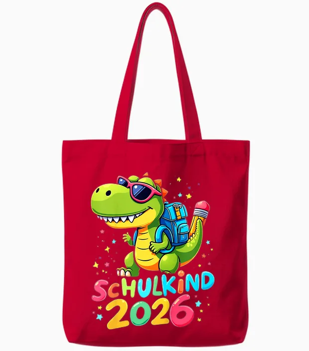 Schulkind 2026 Dino T-Rex Cool First Class Tote Bags in Red