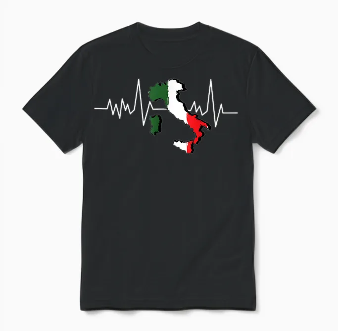 Italie Carte De Drapeau Italien Rythme Unisex T-Shirt in Black